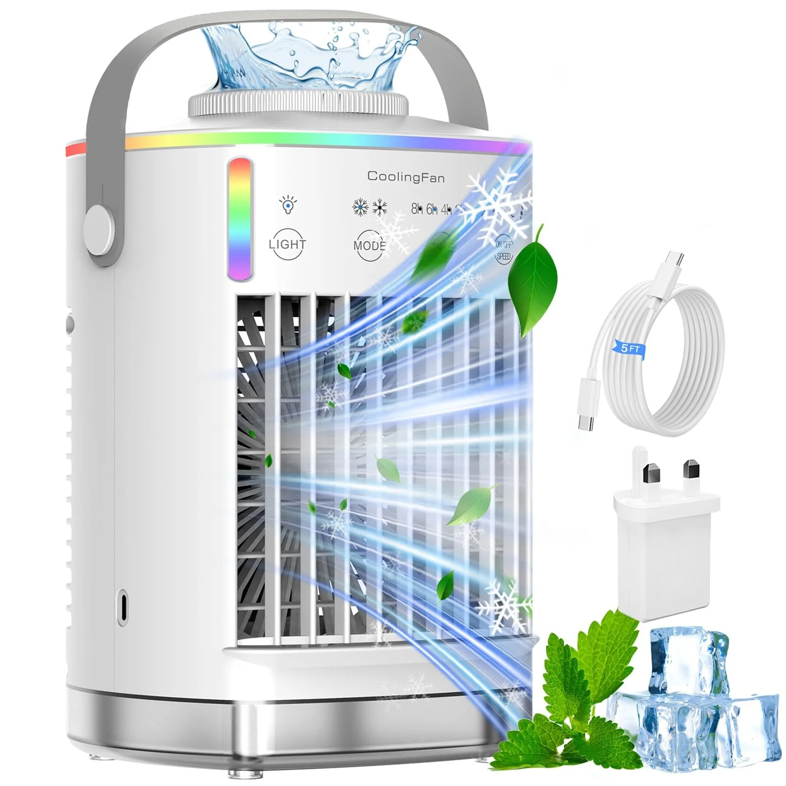 Мобільний кондиціонер Охолоджувач повітря 4-в-1 700 мл з таймером та нічником, фото №1 Мобільний кондиціонер Охолоджувач повітря 4-в-1 700 мл з таймером та нічником, фото №1