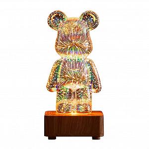 Ночник AVZYARDY 3D Fireworks Bear Трёхмерный свет 8 цветов Стеклянный разноцветный медведь - Фото 1