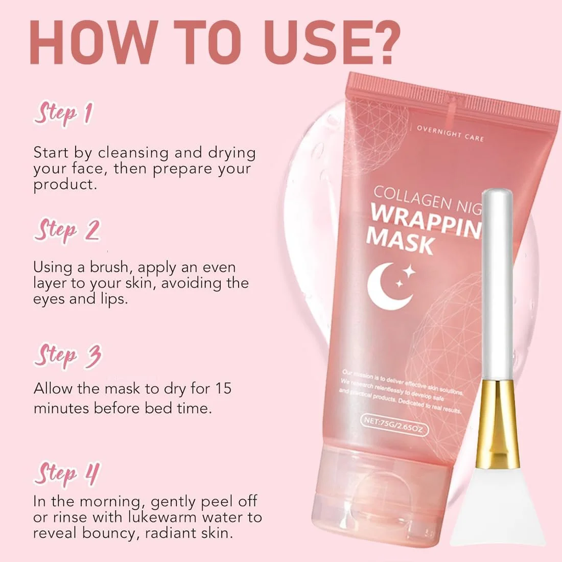 Нічна маска для обличчя Collagen 2025, 75 г x 2, фото №4