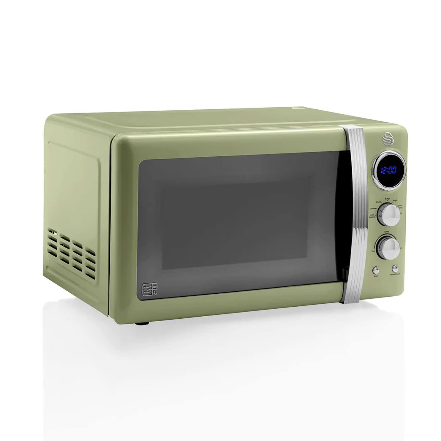 Цифровая микроволновая печь Swan Retro SM22030GNEU 20 л 5 уровней мощности таймер 60 минут поворотный стол 27 см 800 Вт Зеленая, фото №5 Цифровая микроволновая печь Swan Retro SM22030GNEU 20 л 5 уровней мощности таймер 60 минут поворотный стол 27 см 800 Вт Зеленая, фото №5
