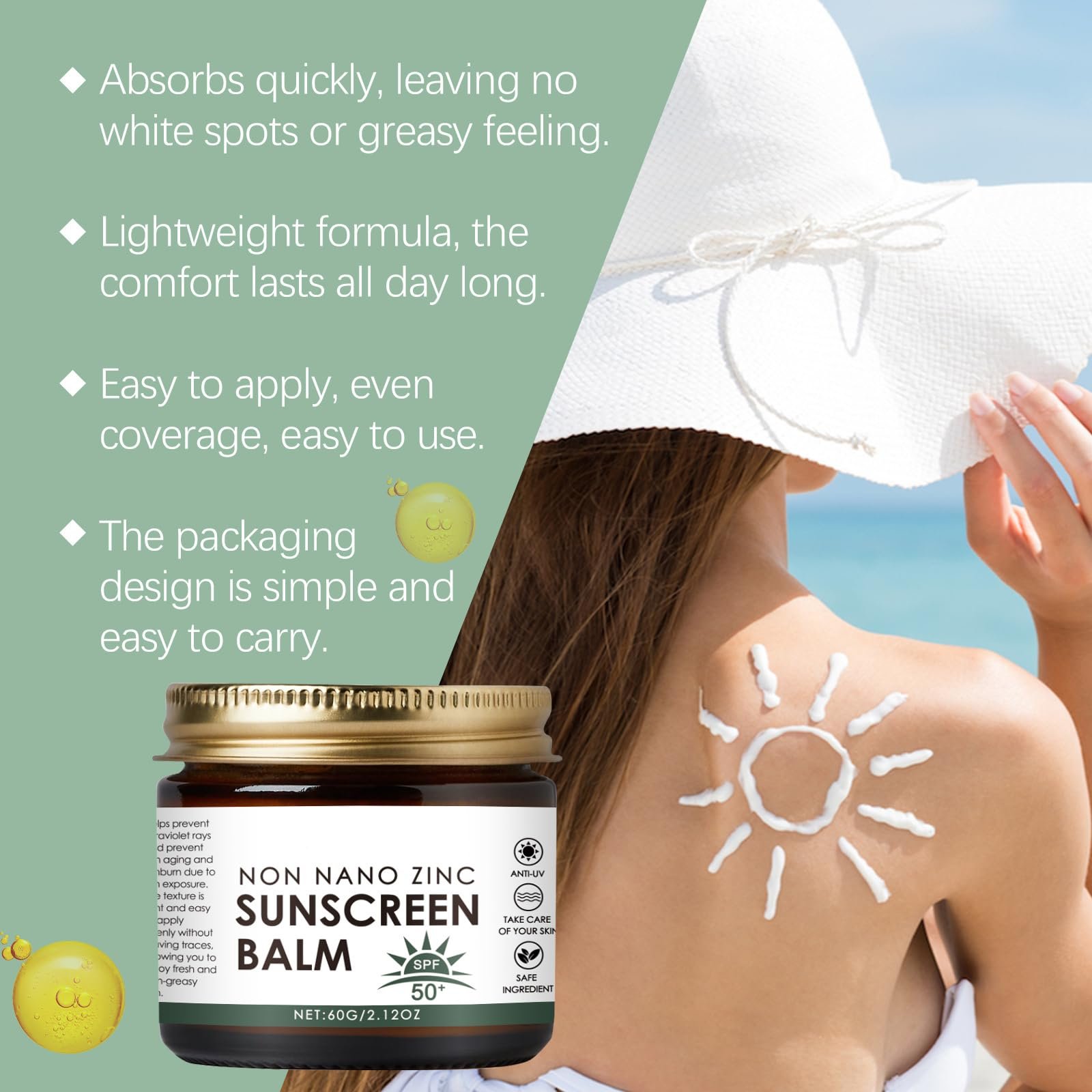 Сонцезахисний бальзам SPF 50 на основі яловичого жиру, фото №2