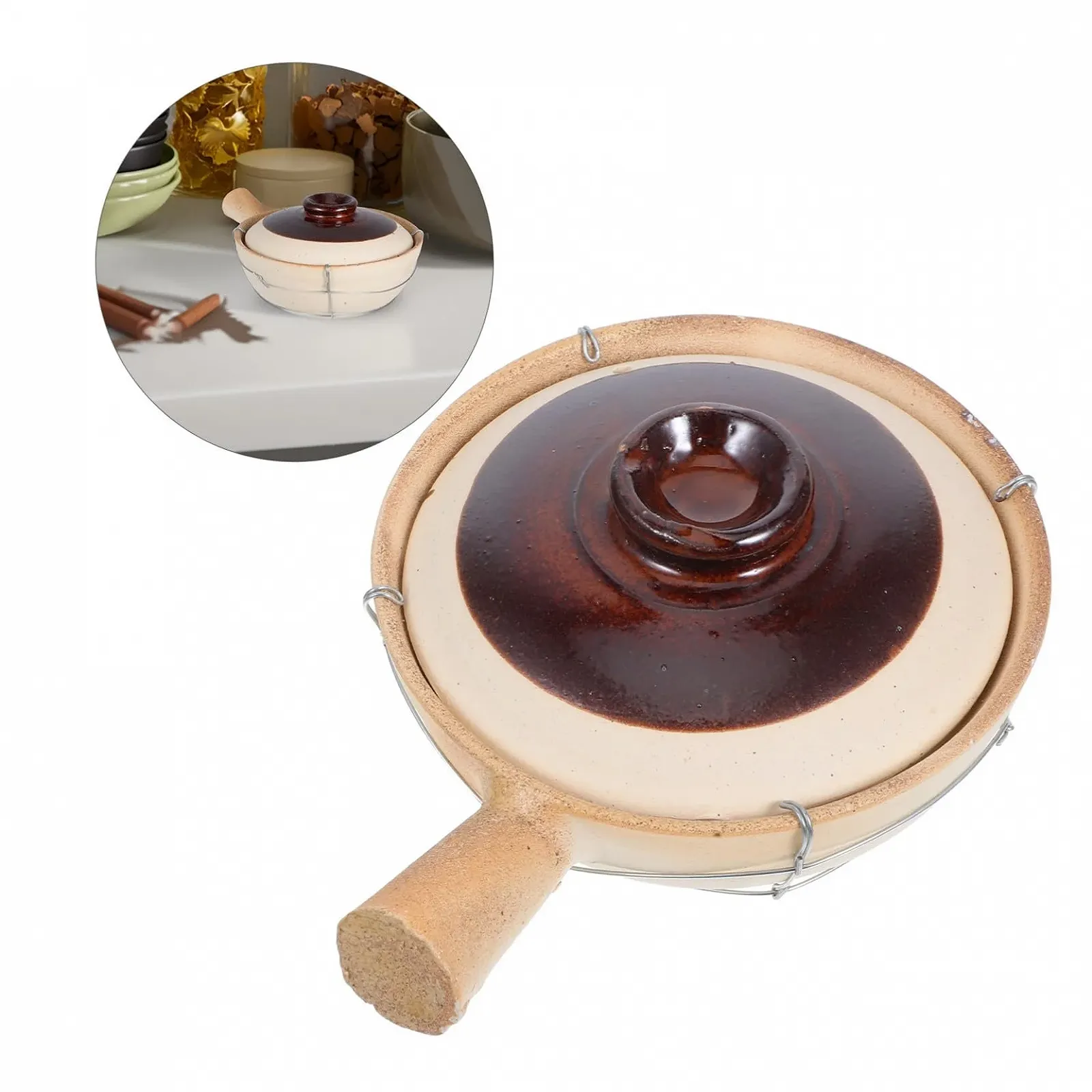 Горщик для запікання керамічний у китайському стилі з кришкою, фото №6