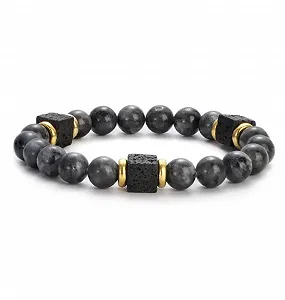 Браслет черный на руку с натурального камня - Фото 1