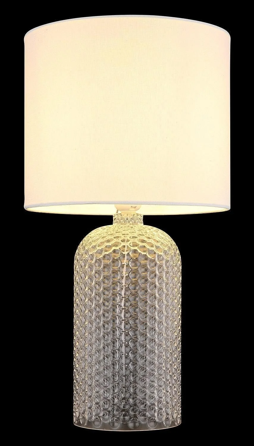 Настольная лампа прозрачная белая стеклянная текстиль 50 см E27, фото №5