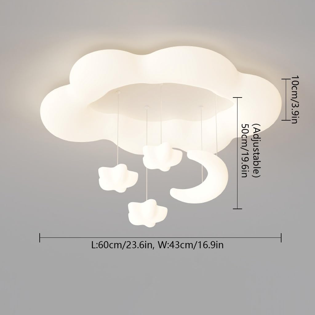Светильник XIN'S Modern LED Детская комната Потолочный Светильник Мультяшный Облако Луна Звезда Форма Диммируемый Креативный Дизайн Потолочный Белый, фото №7