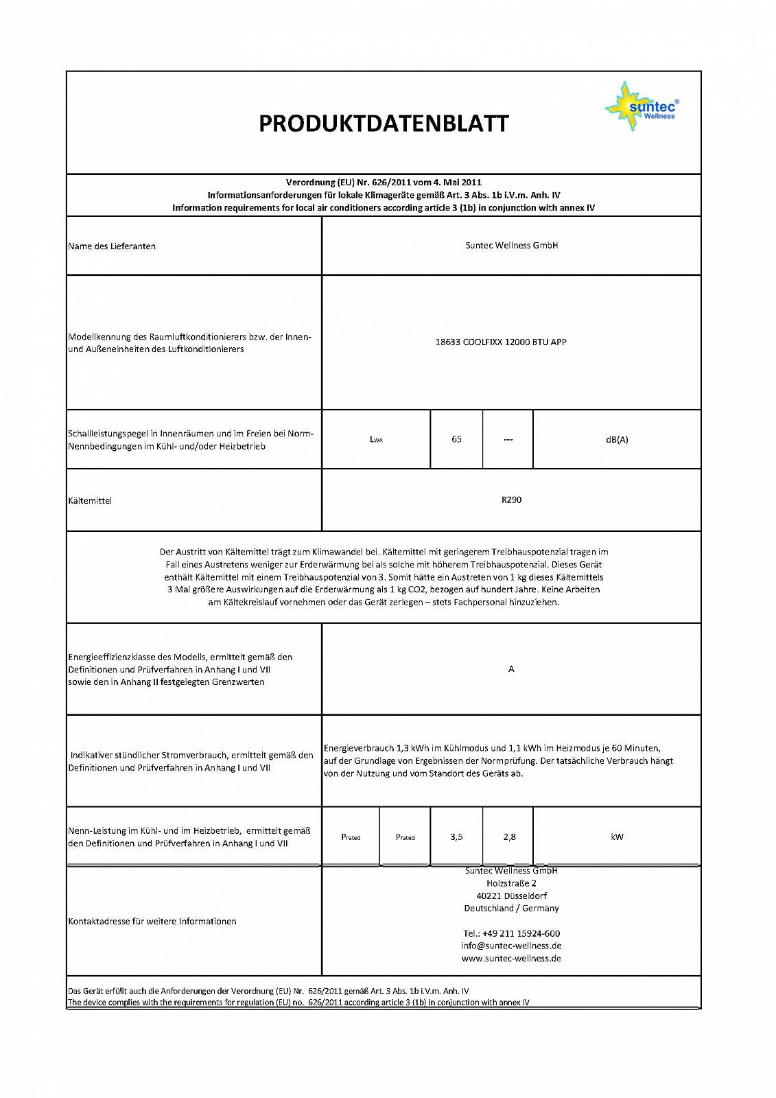 Мобільний кондиціонер SUNTEC Impuls 3.5 Eco R290 App 12000 BTU 3517 Вт до 60 м² з функцією обігріву та керуванням через додаток Білий, фото №9