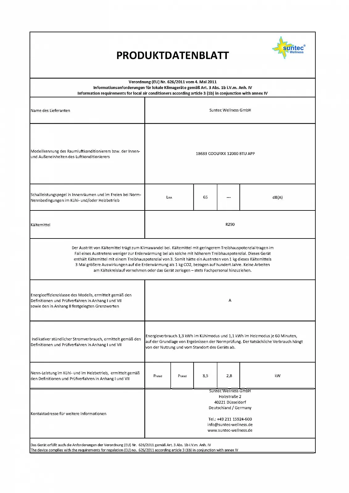 Мобильный кондиционер SUNTEC Impuls 3.5 Eco R290 App 12000 BTU 3517 Вт до 60 м² с функцией обогрева и управлением через приложение Белый, фото №9