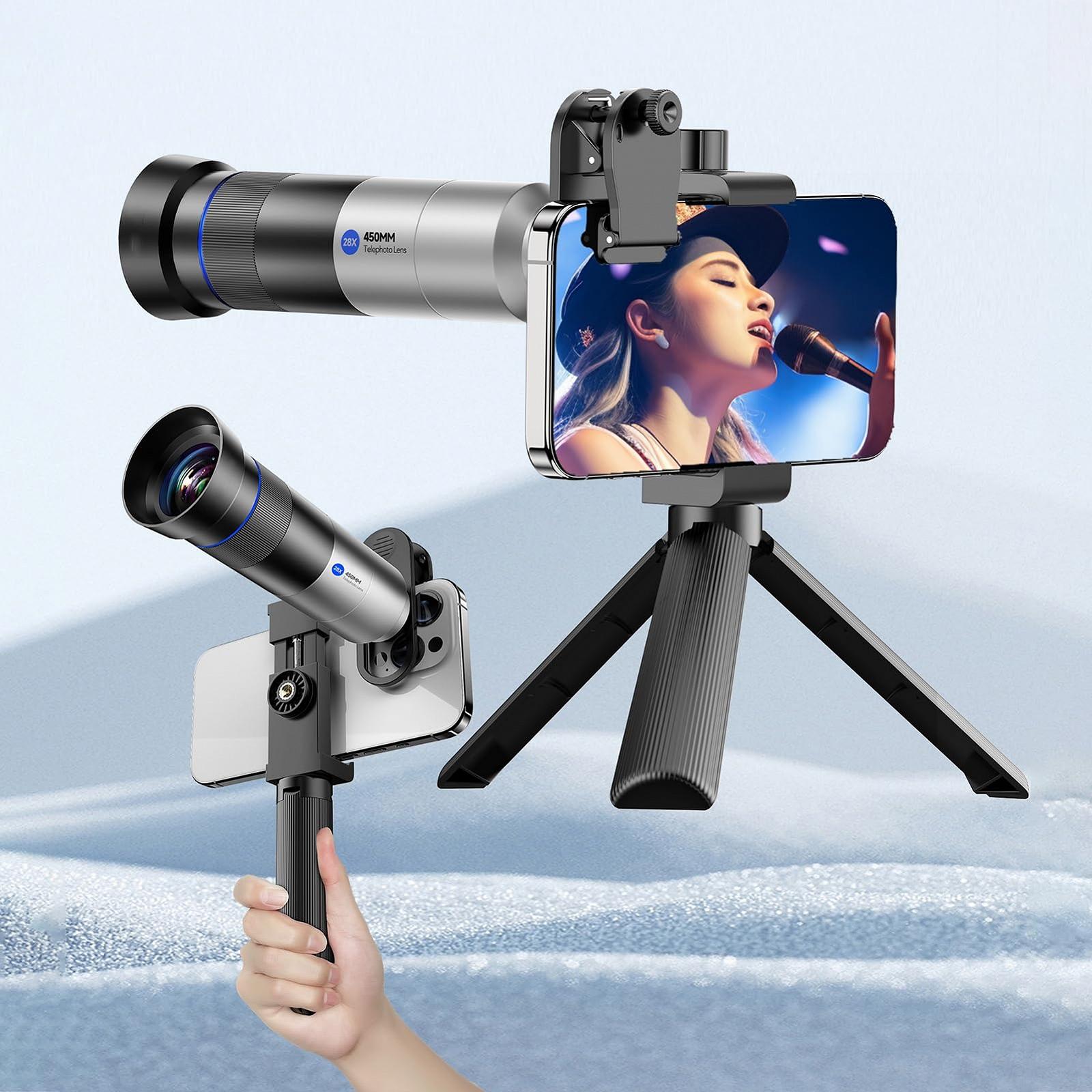 Монокуляр Camnoon 28X 40 мм 450 мм з штативом адаптером і кріпленням для телефону, фото №6 Монокуляр Camnoon 28X 40 мм 450 мм з штативом адаптером і кріпленням для телефону, фото №6