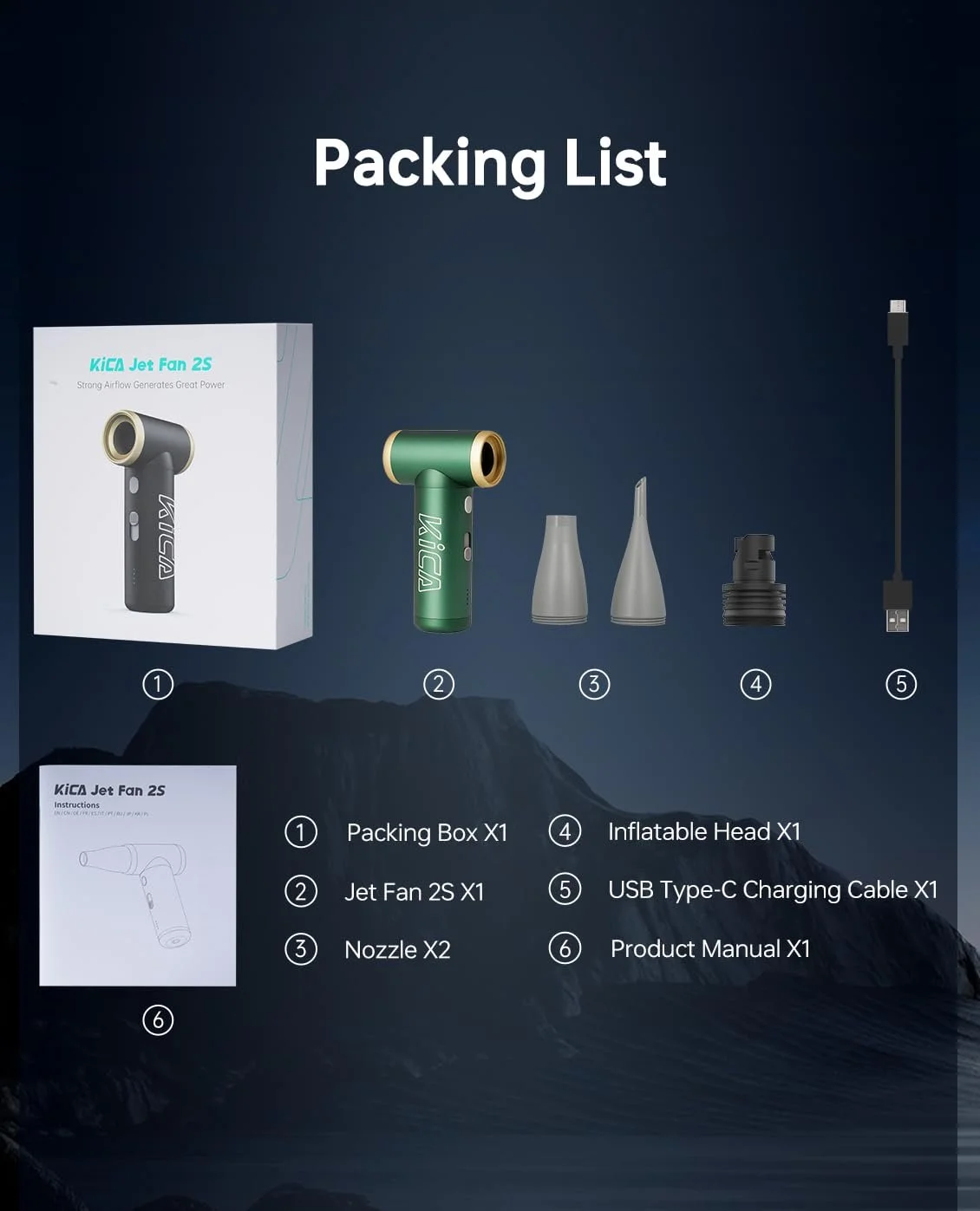 Очиститель сжатым воздухом KiCA JetFan 2S 117000RPM Аккумуляторный Экстремальный режим Зеленый, фото №7