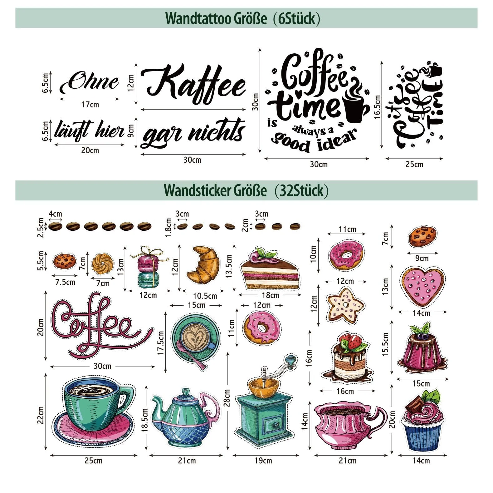 Наклейки на стену Набор 38 шт. Кухня Кофе 70 x 40 см, фото №7