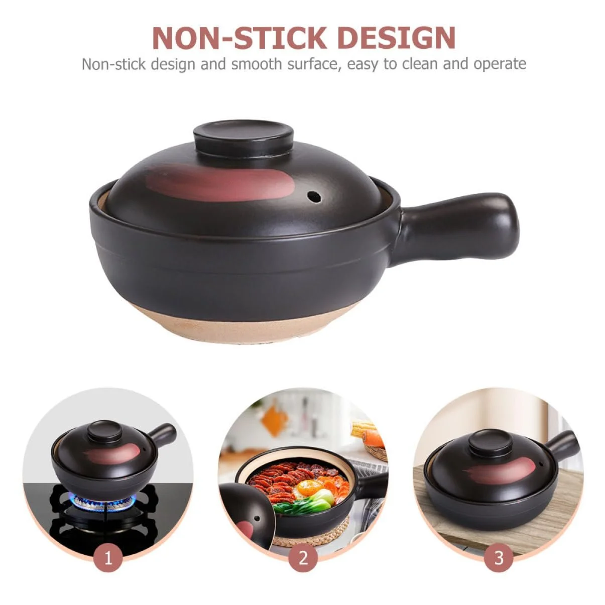 Керамическая кастрюля для супа Cabilock глиняная с ручкой и глазурью для газовой плиты маленькая, фото №8