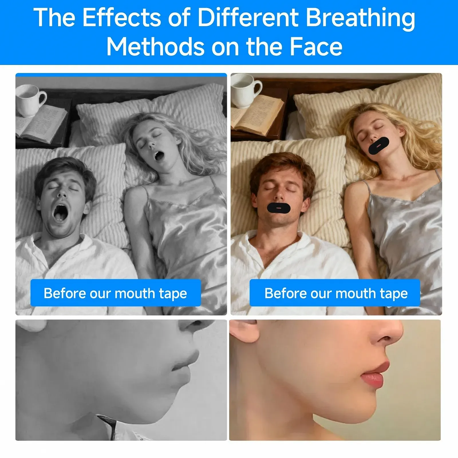 Ленты для рта (60 шт.) для сна, гипоаллергенные, для остановки храпа, улучшают сон и дыхание., фото №4