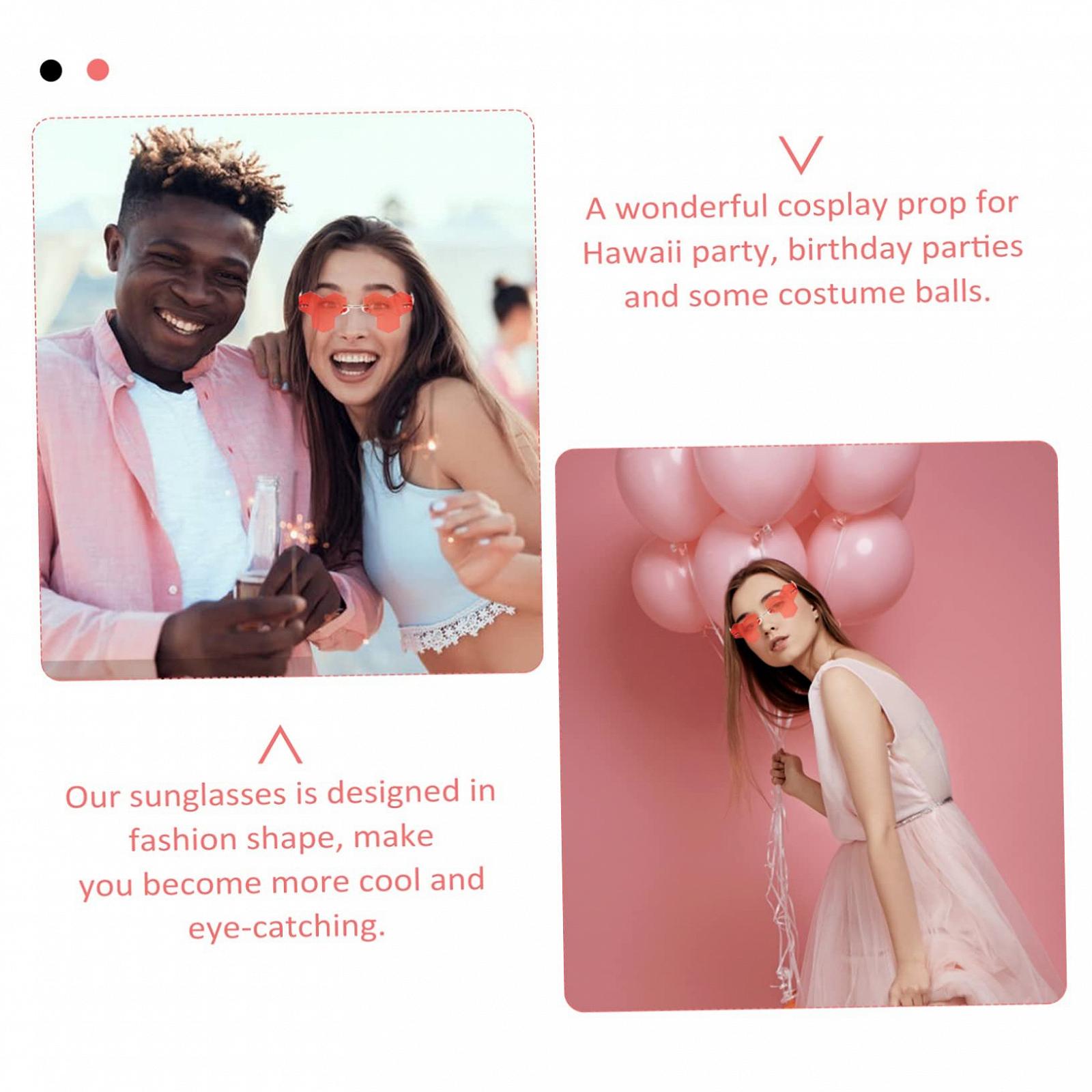 Сонцезахисні окуляри PACKOVE Без оправи Серцеподібні Для вечірок Жіночі та чоловічі Модні круглі, фото №3