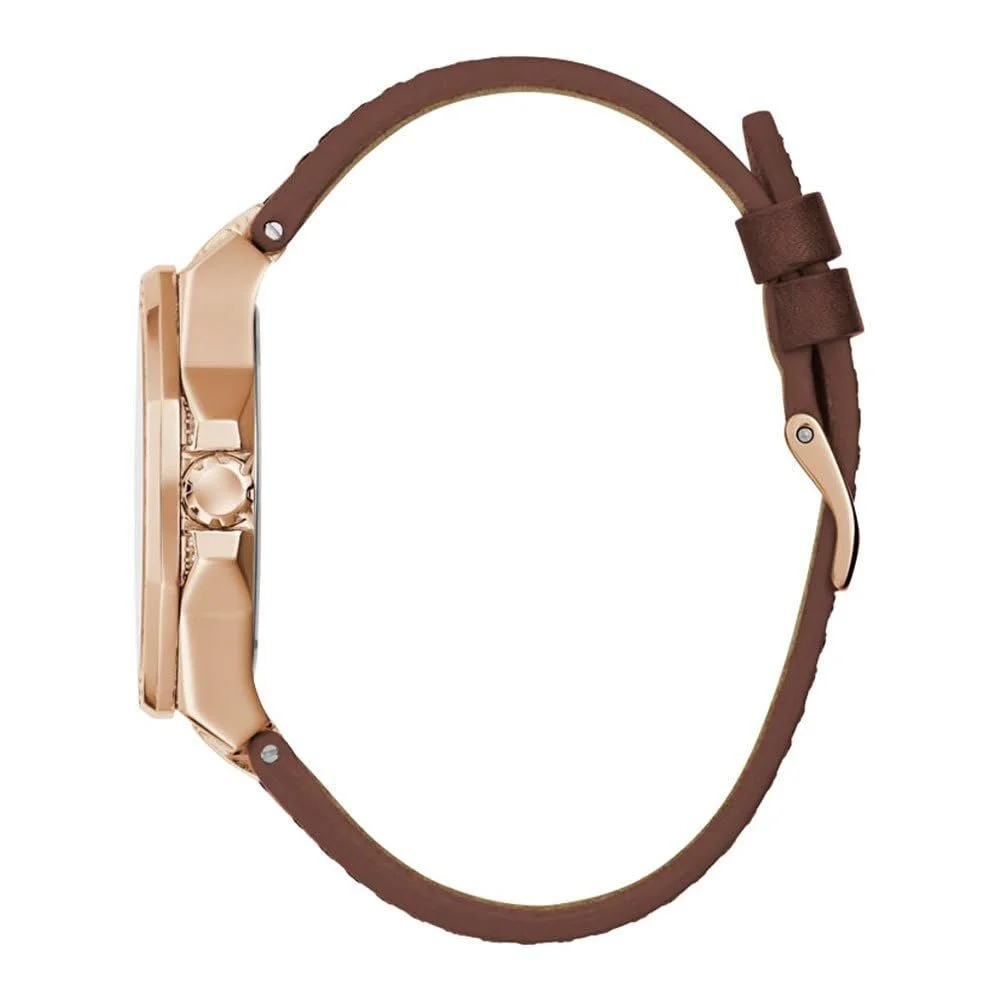 Женские часы Guess 38мм - Коричневый ремешок, циферблат розовое золото, корпус розовое золото, фото №2 Женские часы Guess 38мм - Коричневый ремешок, циферблат розовое золото, корпус розовое золото, фото №2