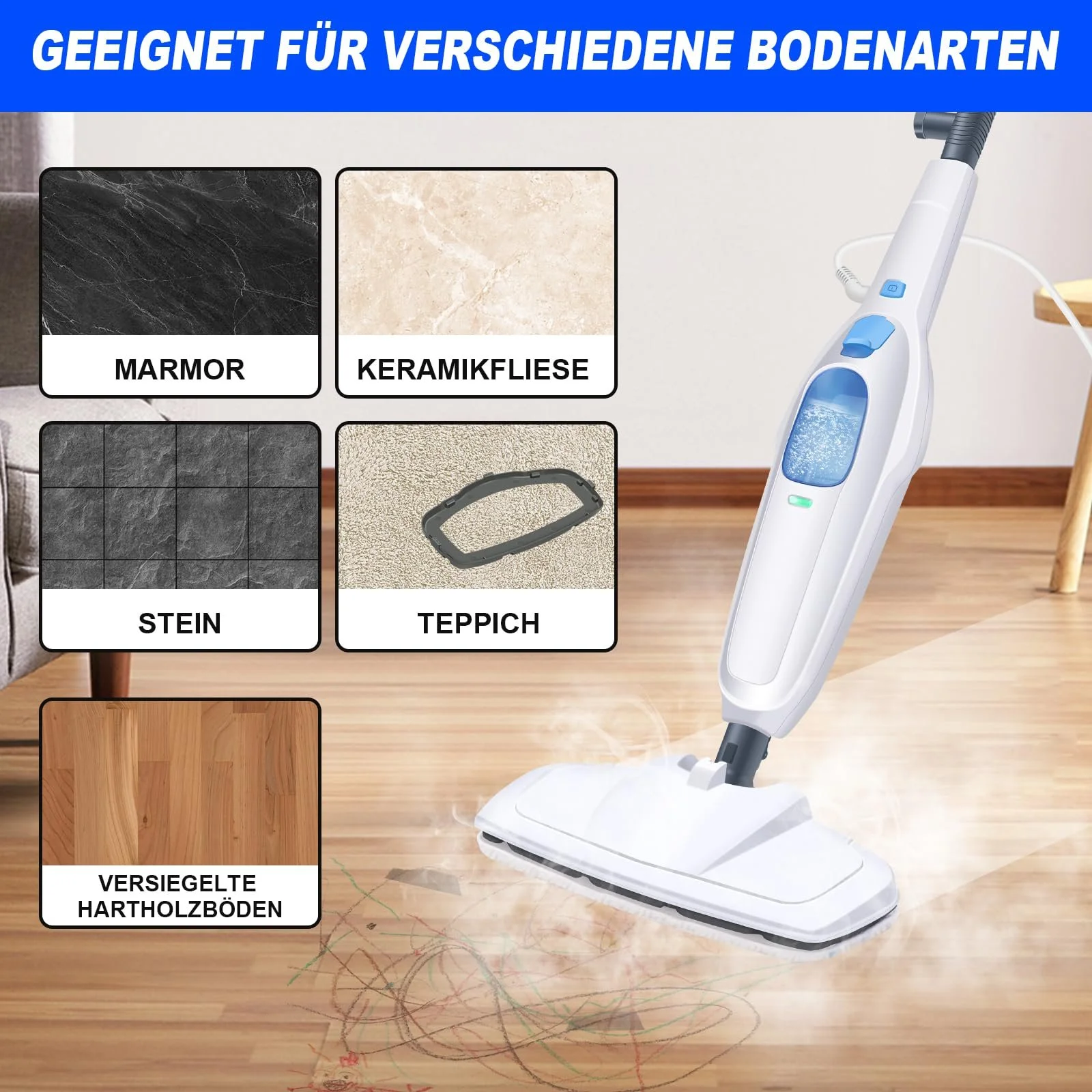 Паровая швабра Shark 3-в-1 для твердого пола 400 мл, фото №7