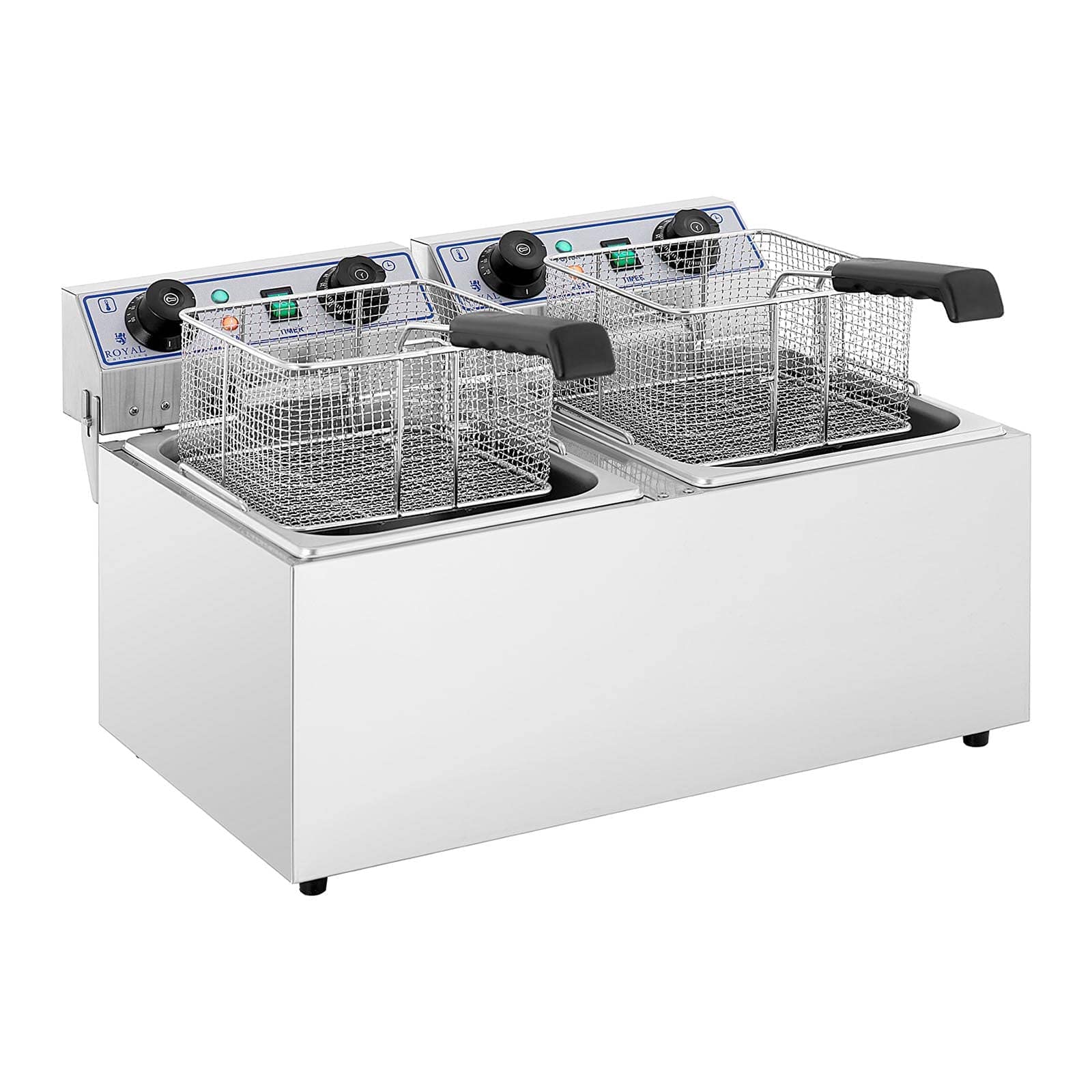 Фритюрница Royal Catering Стальная Двойная RCTF-13DH (2 x 13л, 2 x 3200Вт, 230В, 60-200°C, Таймер 60мин, Включает 2 x Корзина с Крышкой), фото №4 Фритюрница Royal Catering Стальная Двойная RCTF-13DH (2 x 13л, 2 x 3200Вт, 230В, 60-200°C, Таймер 60мин, Включает 2 x Корзина с Крышкой), фото №4
