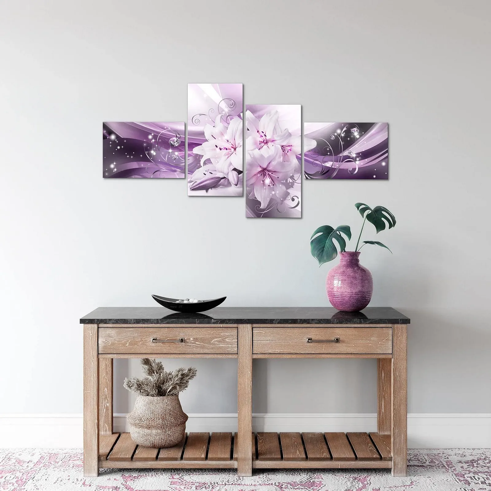 Картина Runa Art Modern Flower Lilies 020142b 4 частини пурпурна, фото №3 Картина Runa Art Modern Flower Lilies 020142b 4 частини пурпурна, фото №3