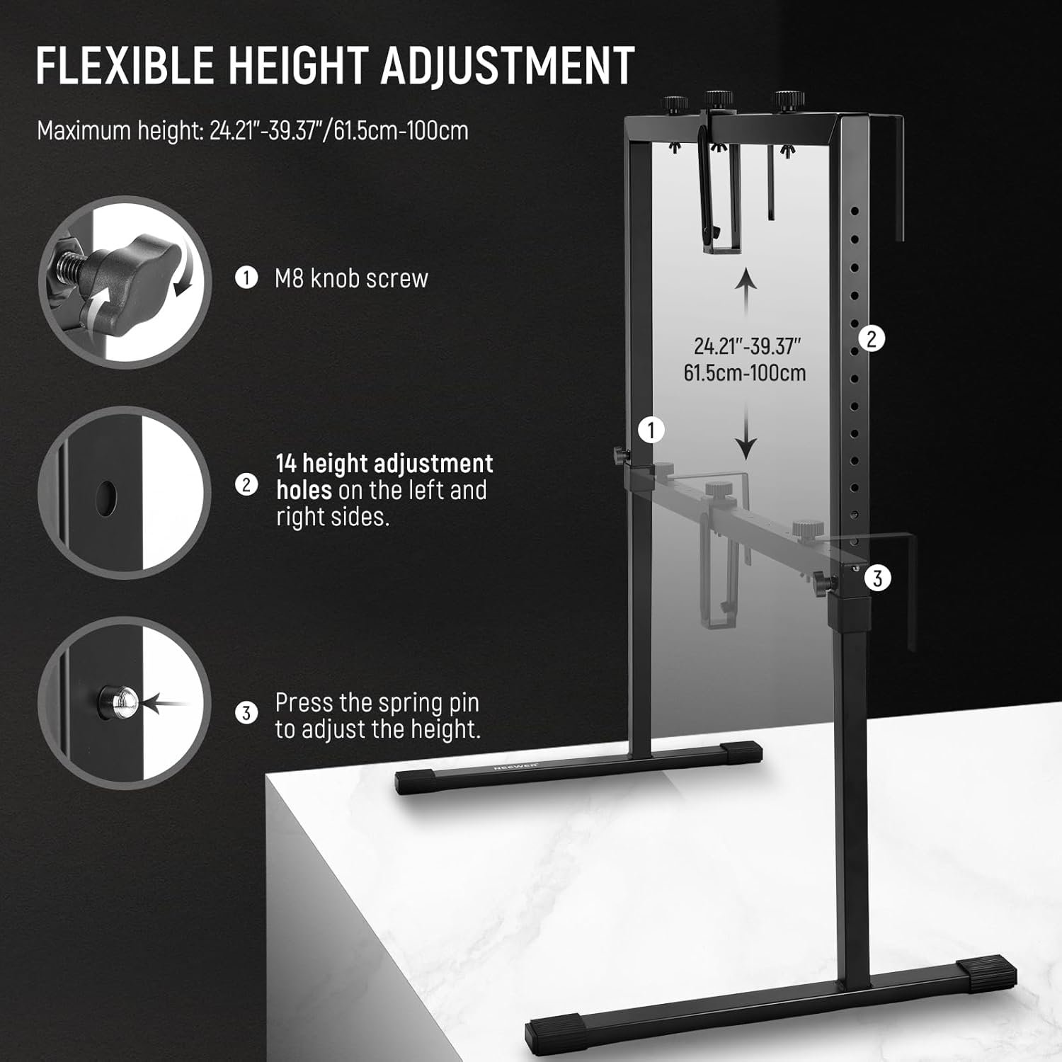 Стойка для настольной съемки с верхним креплением камеры Neewer ST100 100x92.5см Черный, фото №8