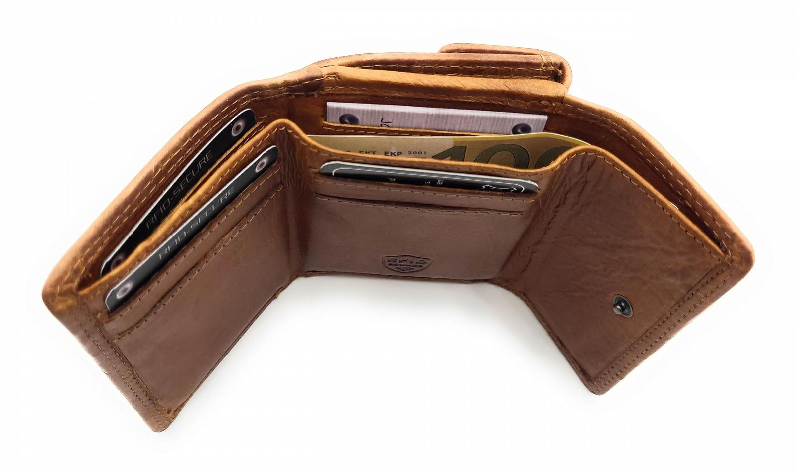 Кошелек Lemasi Compact RFID Кожаный Из натуральной воловьей кожи Коричневый, S, Минималистичный, фото №3