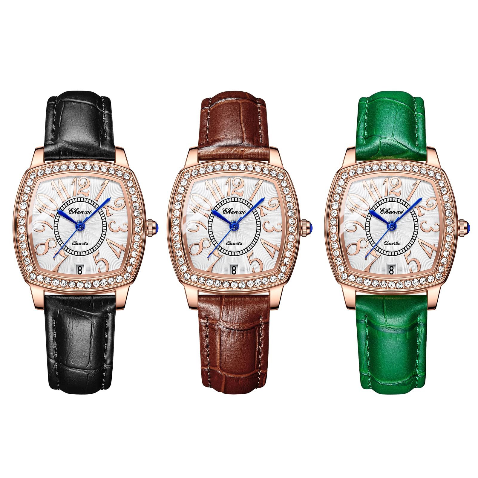 Жіночий Аналоговий Кварцовий Годинник JewelryWe Класичний Прямокутний/Круглий Календар дати Водонепроникний 30 м, фото №1