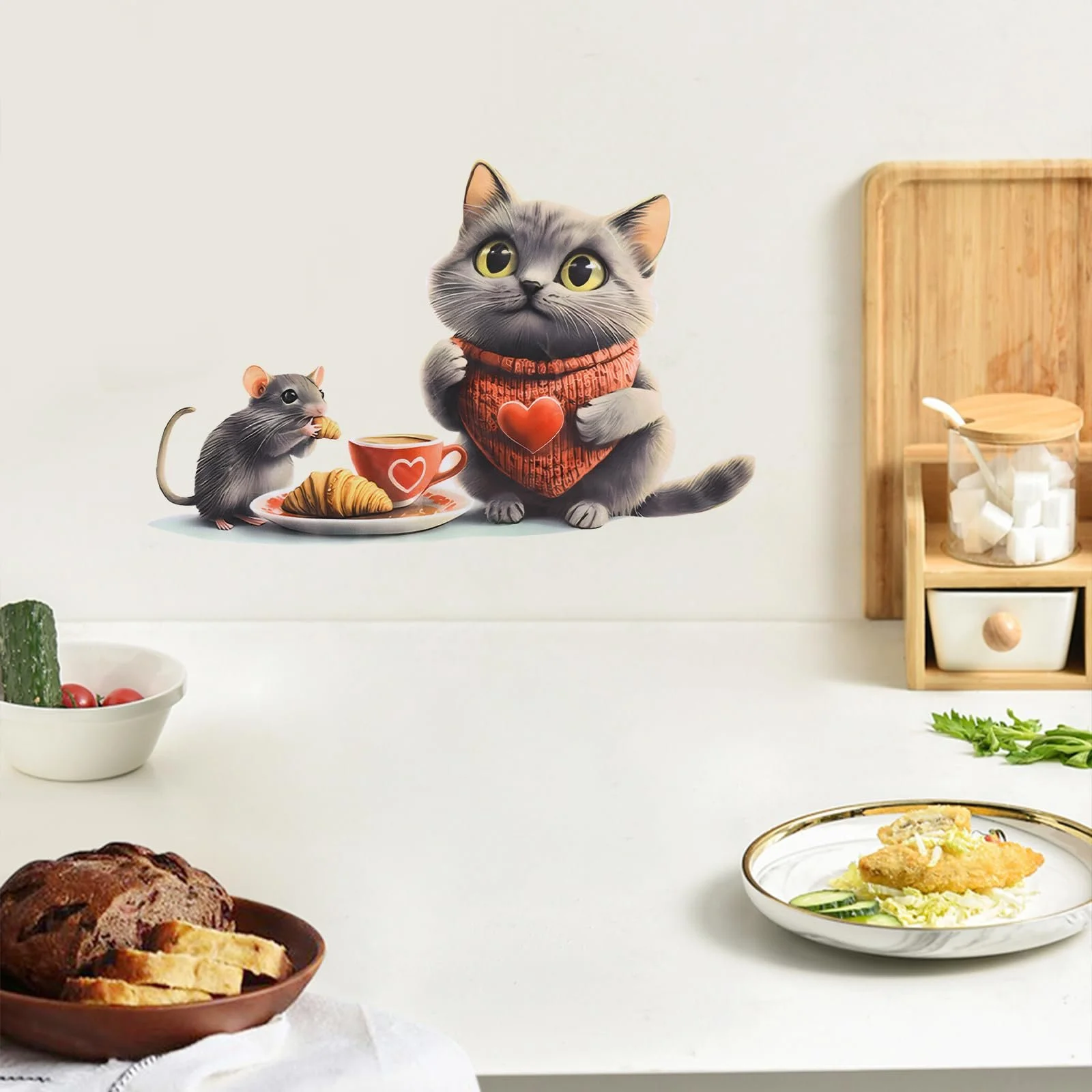 Наклейка на стіну Mouse and Cat Coffee зі 144 зірками що світяться у темряві, фото №5