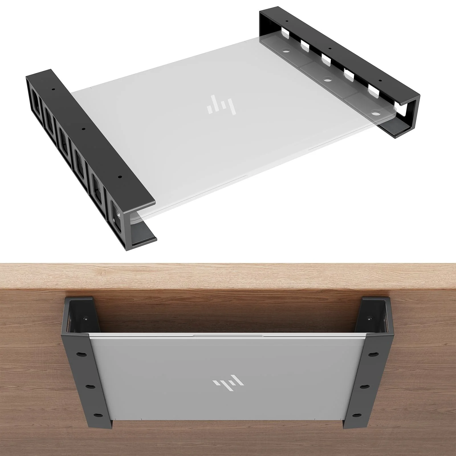 Крепление для ноутбука sciUu Подстольное/настенное многофункциональное место для хранения ноутбуков, планшетов, клавиатур, модемов, ТВ-приставок, органайзер для экономии места на столе и стене, для устройств <4 см толщиной, фото №1