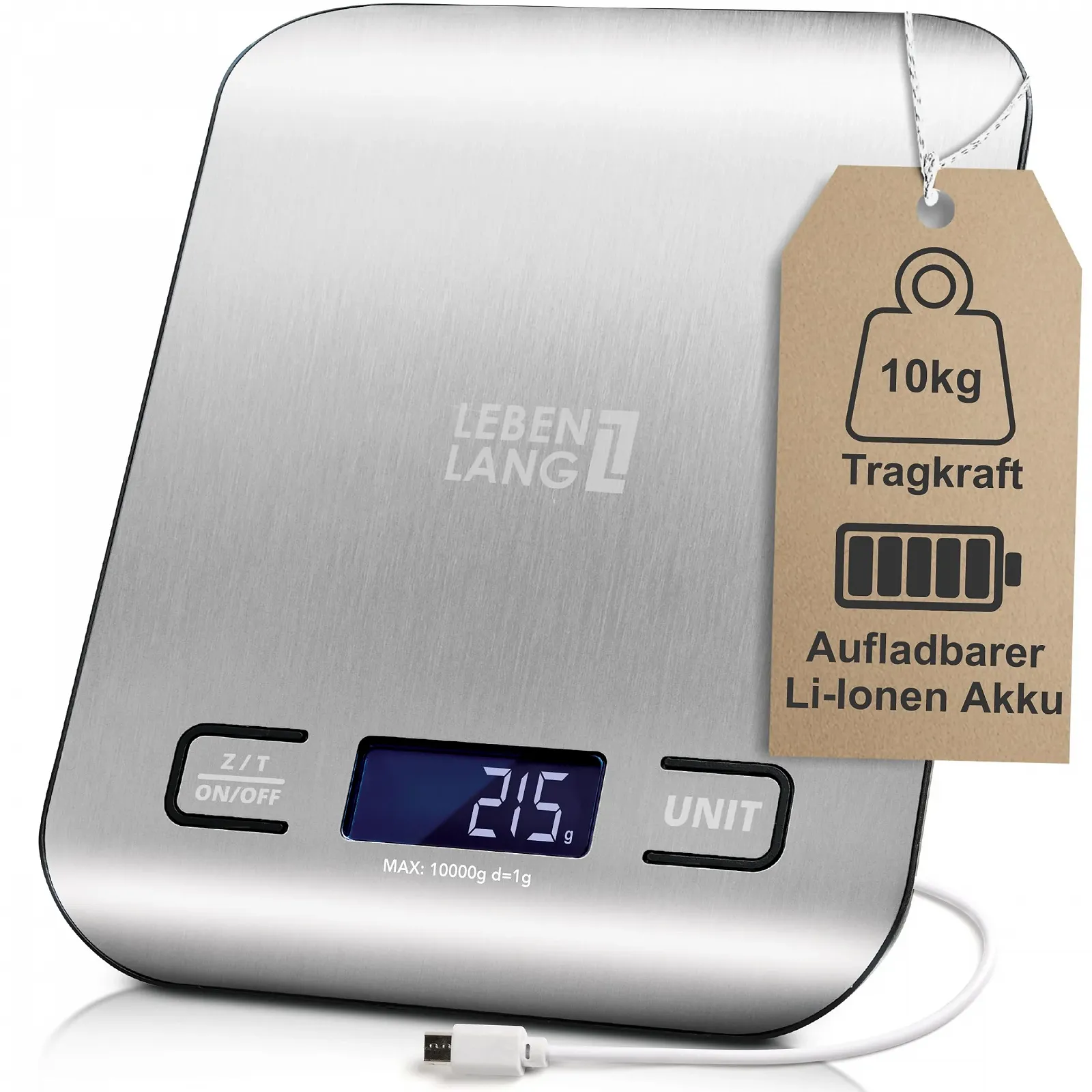 Кухонні ваги LEBENLANG Цифрові Акумуляторні USB 10кг/1г Сріблястий, фото №1 Кухонні ваги LEBENLANG Цифрові Акумуляторні USB 10кг/1г Сріблястий, фото №1
