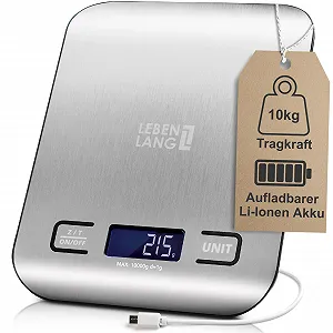 Кухонні ваги LEBENLANG Цифрові Акумуляторні USB 10кг/1г Сріблястий - Фото 1