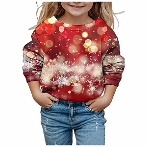 Рождественский свитер для детей с длинными рукавами и круглым вырезом - Фото 1