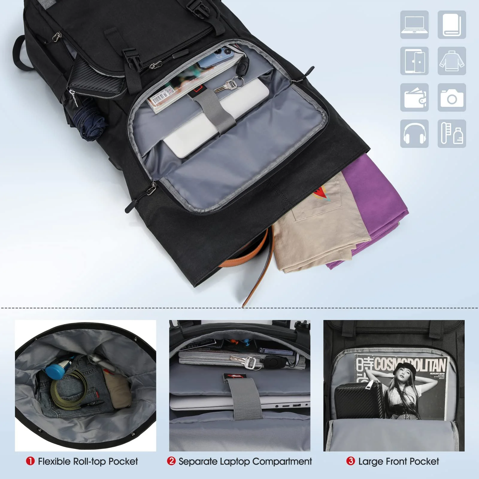 Рюкзак для ноутбука NEWHEY Rolltop 17.3 дюйма Waterproof, фото №2