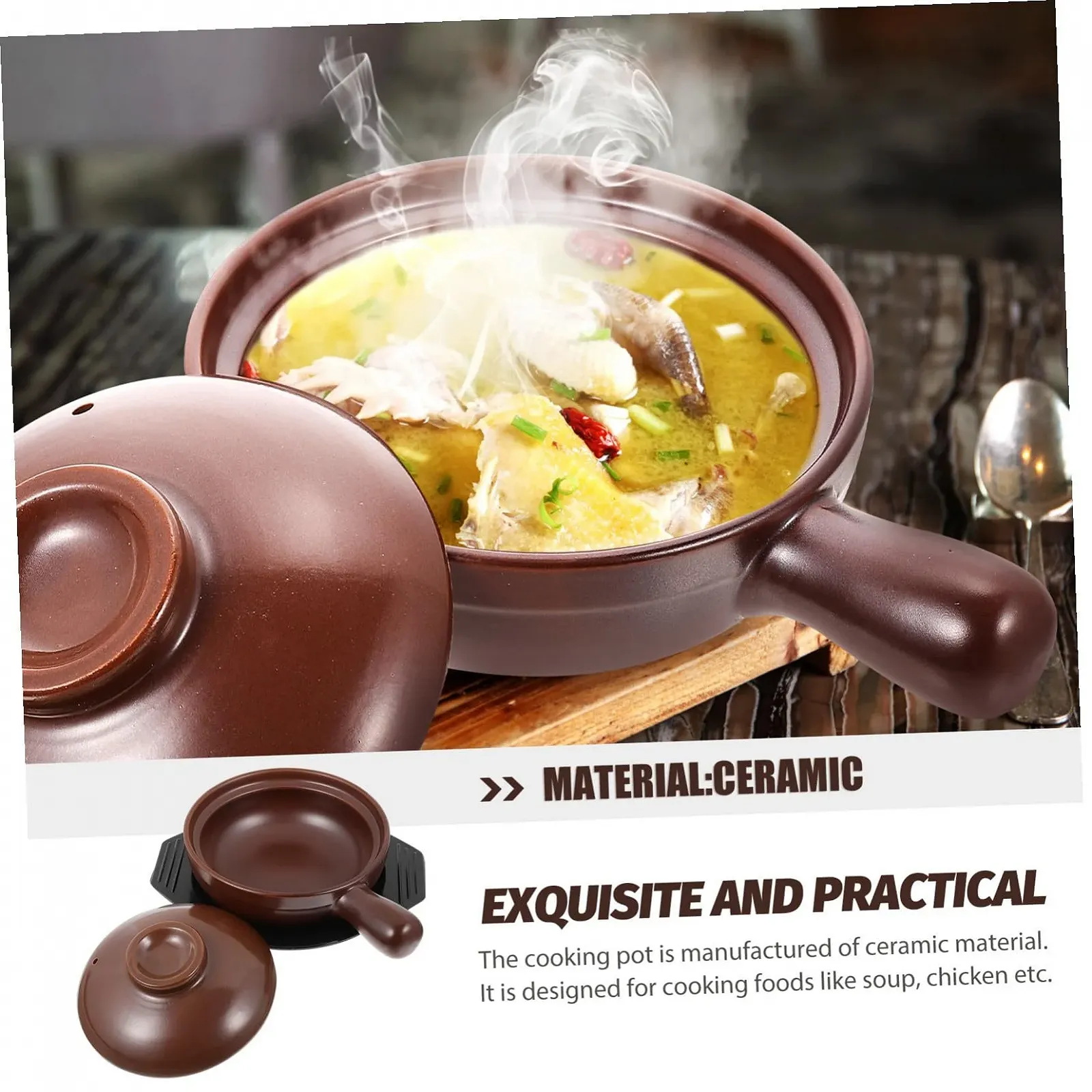 Кастрюля керамическая с термостойкой ручкой и крышкой антискользящая, фото №8