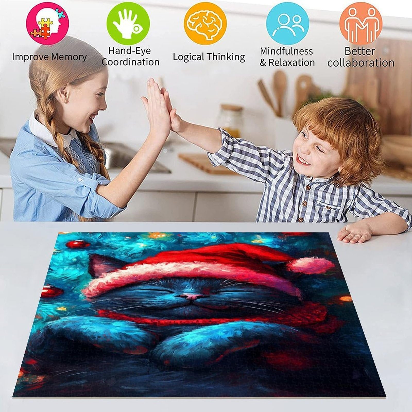 Пазл Weihnachtskatze 1000 деталей (26x38 см), фото №5