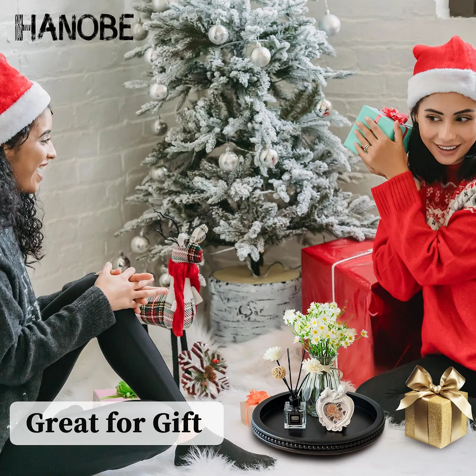 Декоративный поднос Hanobe Деревянный круглый, фото №8