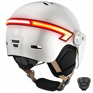 Шолом LED CASR Glow Visier XL, знімні навушники, задні мигалки, пульт synthetic.ua - Фото 1