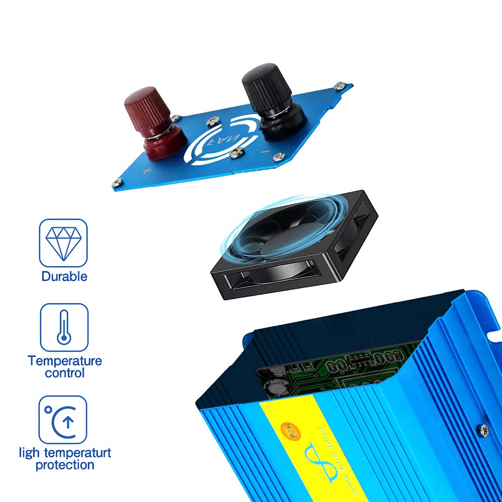 Інвертор Cantonape Pure Sine Wave 600 W 12 V 230 V 600 W силовий конвертер Автоінвертор з 2 USB портами автомобільним зарядним та клемами акумулятора, фото №5
