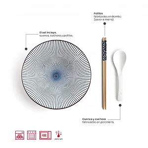 Набор: миска для ремня Hakata IBILI + ложка + 2 палочки, фарфор synthetic.ua - Фото 1