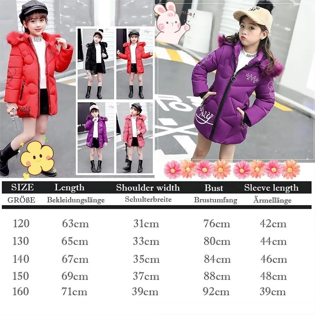 Дівчача Зимова Куртка linboo Довге Пальто з Хутряним Капюшоном, фото №6