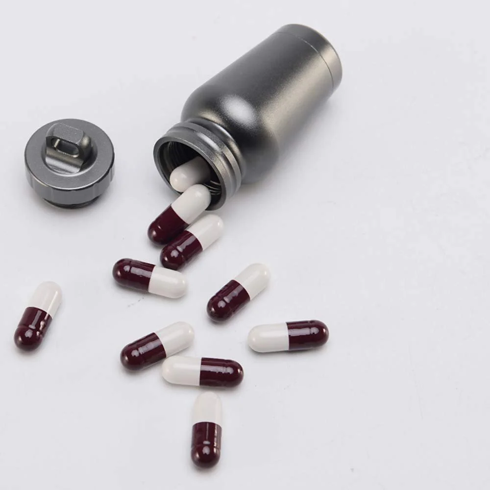 Контейнер для таблеток AZXAZ, з алюмінієвого сплаву, водонепроникний, для виживання на природі, в походах, подорожах, фото №2