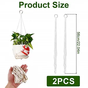 Підвісні кошики макраме 2 штуки, для рослин, 55 см, декор бохо synthetic.ua - Фото 1