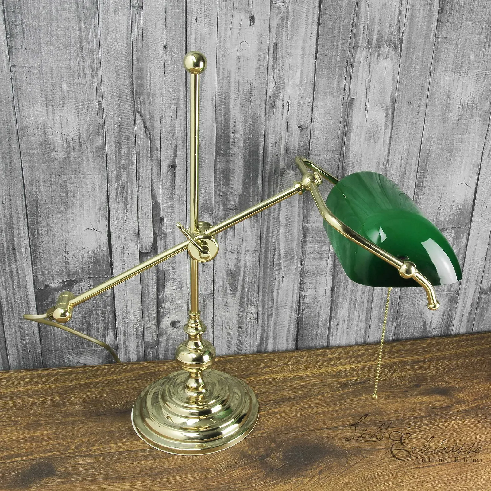 Настільна лампа Licht-Erlebnisse Banker Lamp 47 см E27 Зелений Латунь, фото №7