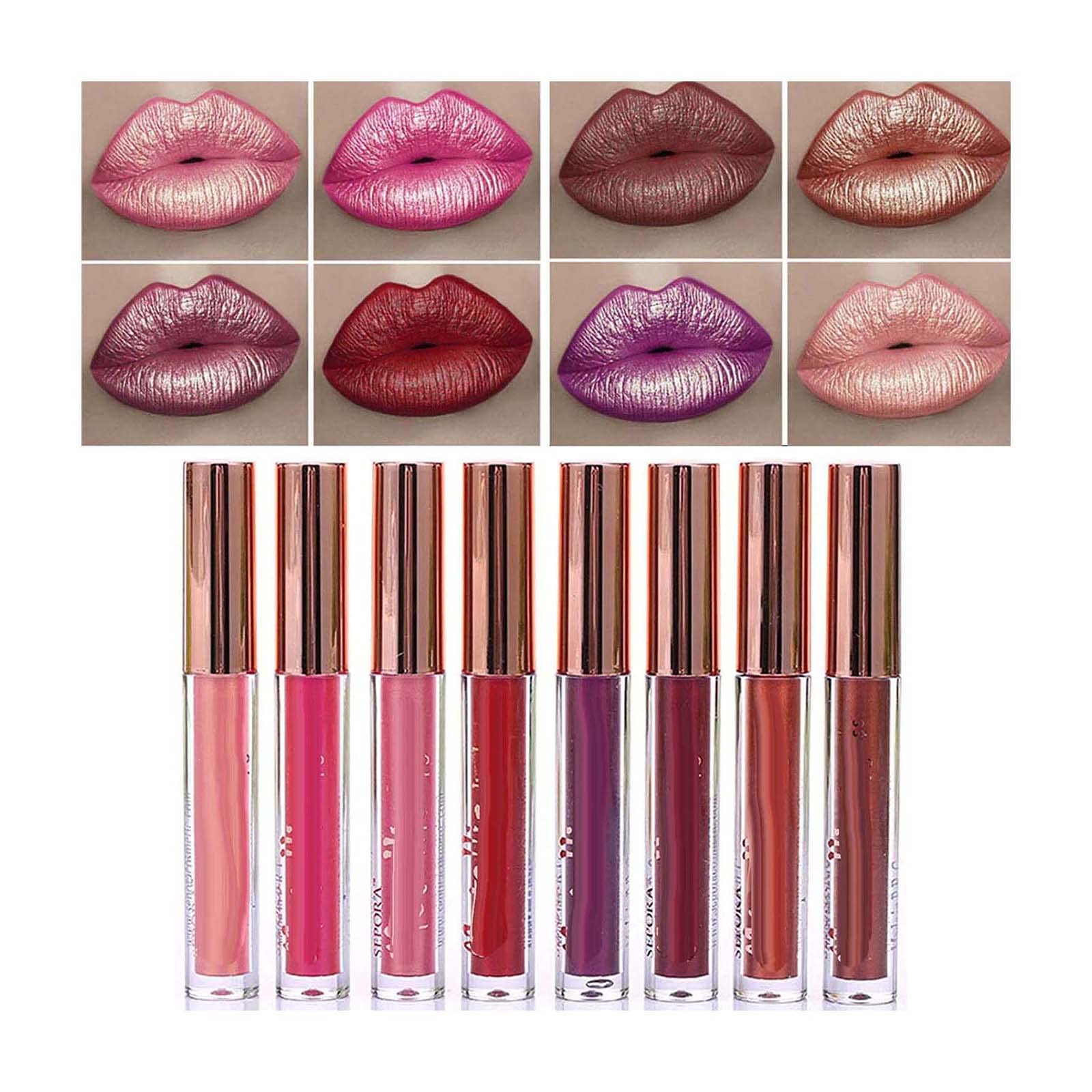 Матовый металлик Блеск для губ Стойкий Водостойкий Сильно пигментированный Не липкий Бриллиантовый блеск Жидкая помада Макияж для женщин (C), фото №8