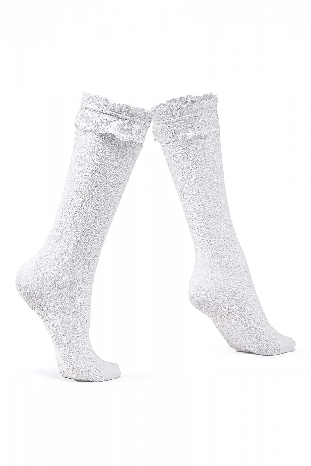 Женские кружевные высокие носки Тонкие носки Белые, фото №4 Женские кружевные высокие носки Тонкие носки Белые, фото №4