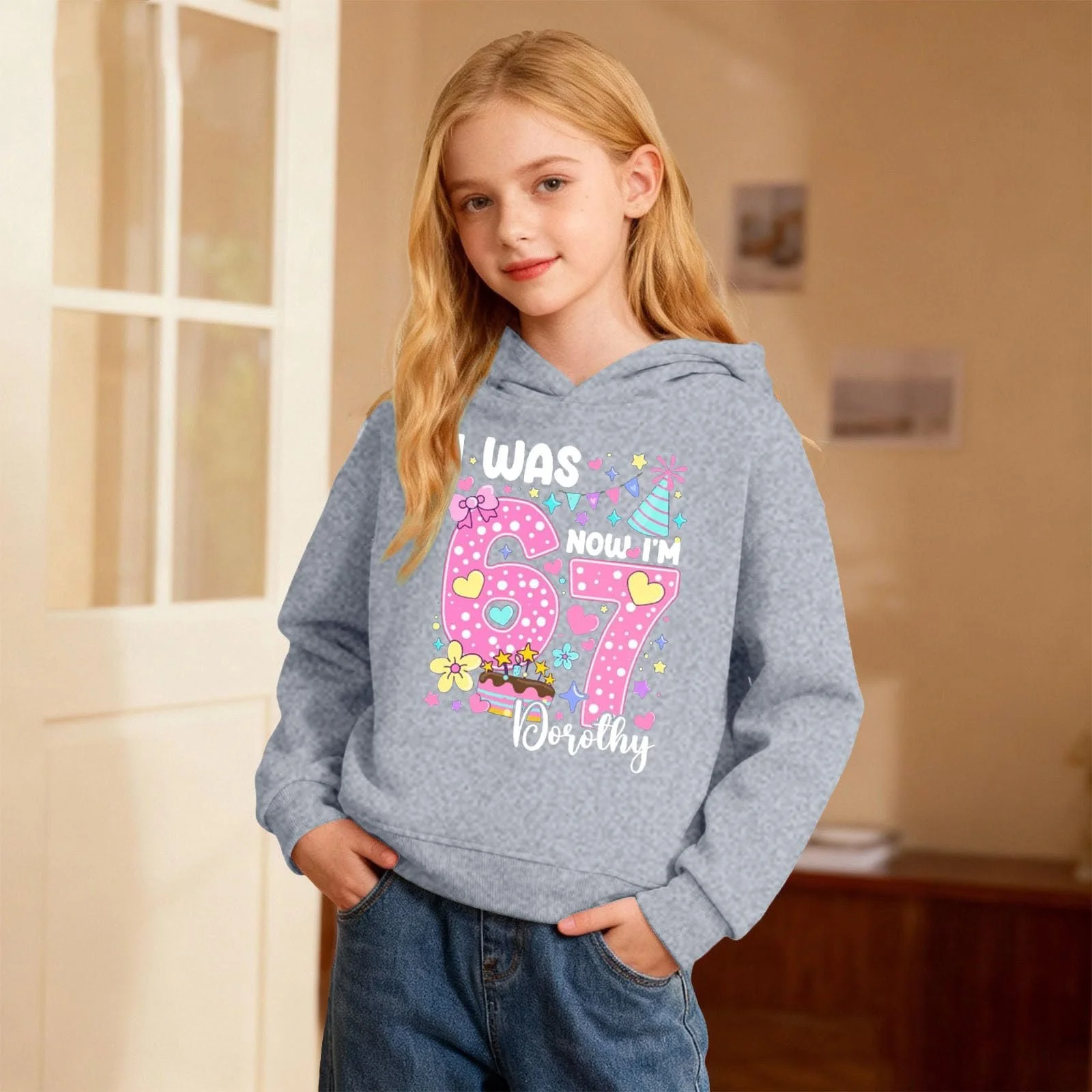 Дівчачий худі з цифровим друком, з довгими рукавами, фото №3