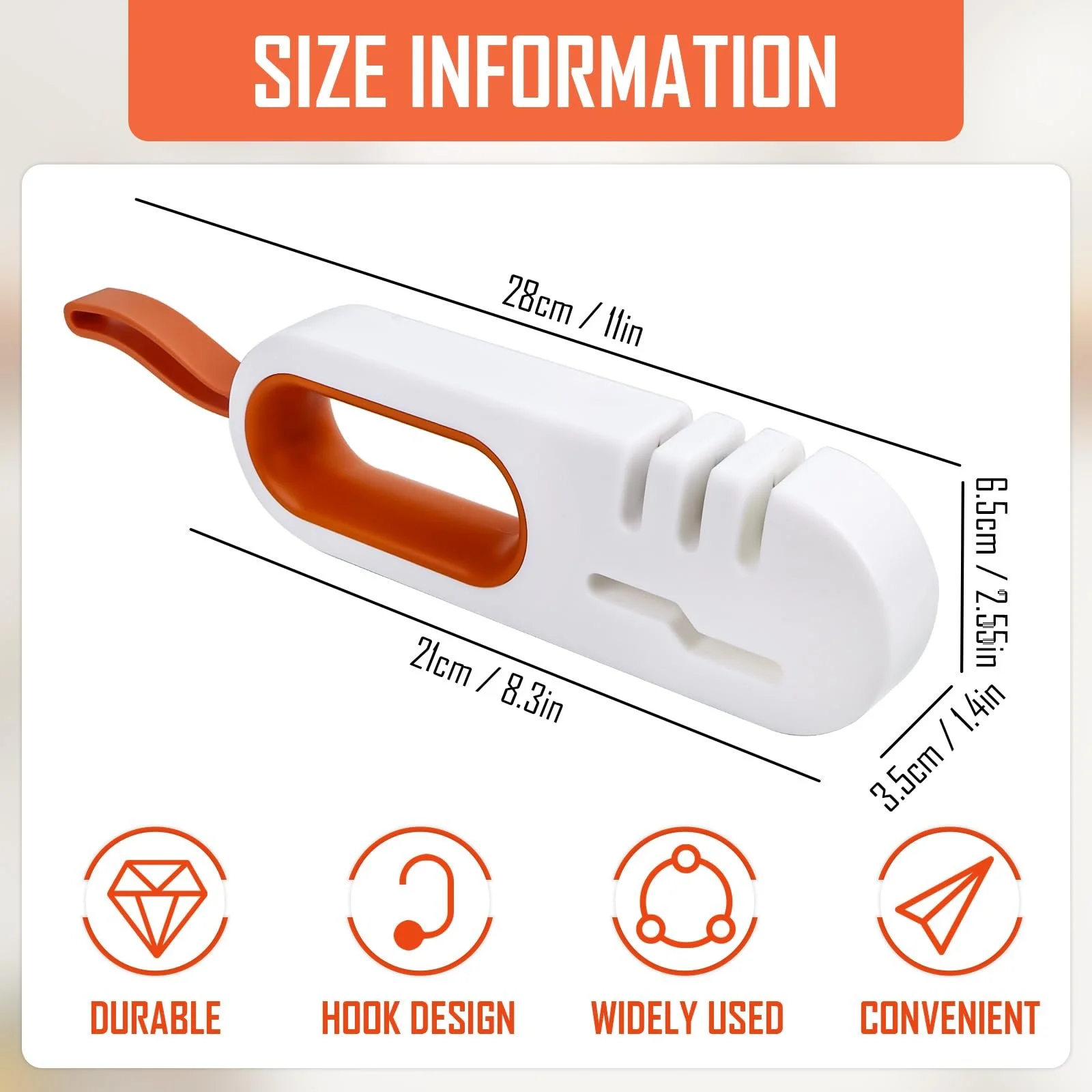 Точилка для ножей 4 в 1 с 4 слотами и ручкой многофункциональная нескользящая с подвесным шнуром, фото №2