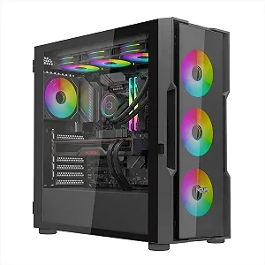 Корпус Noua Smash S1 Black / Mid-Tower / 4x120mm ARGB / Glass / без БЖ / Чорний - Фото 1