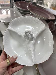 Менажниця Bernadotte порцеляна, золота оконтовка, три секці - Фото 1