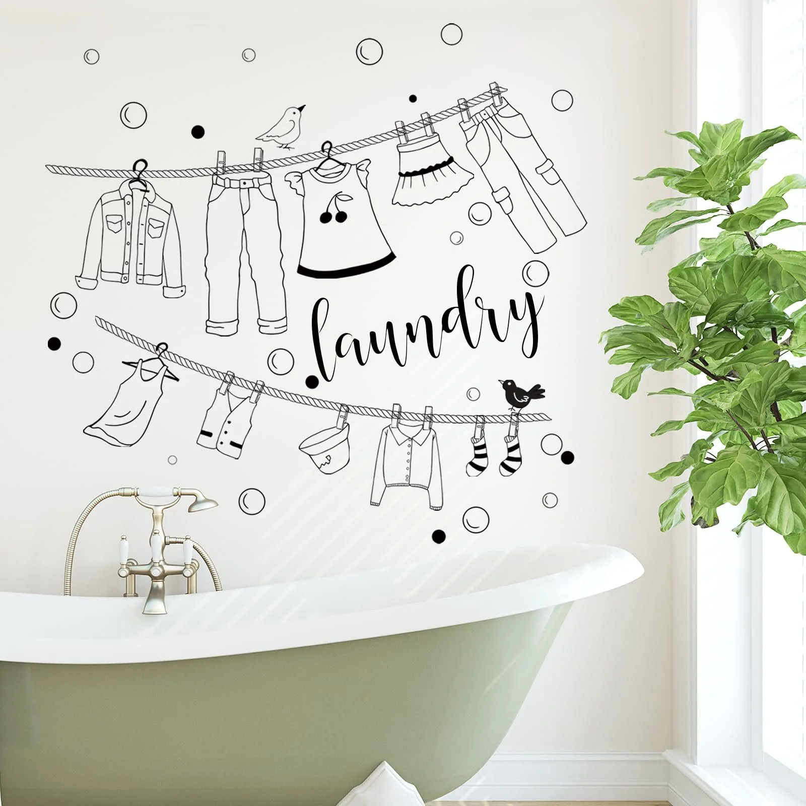 Наклейка на стіну Laundry Room Чорно-біла DIY, фото №3 Наклейка на стіну Laundry Room Чорно-біла DIY, фото №3