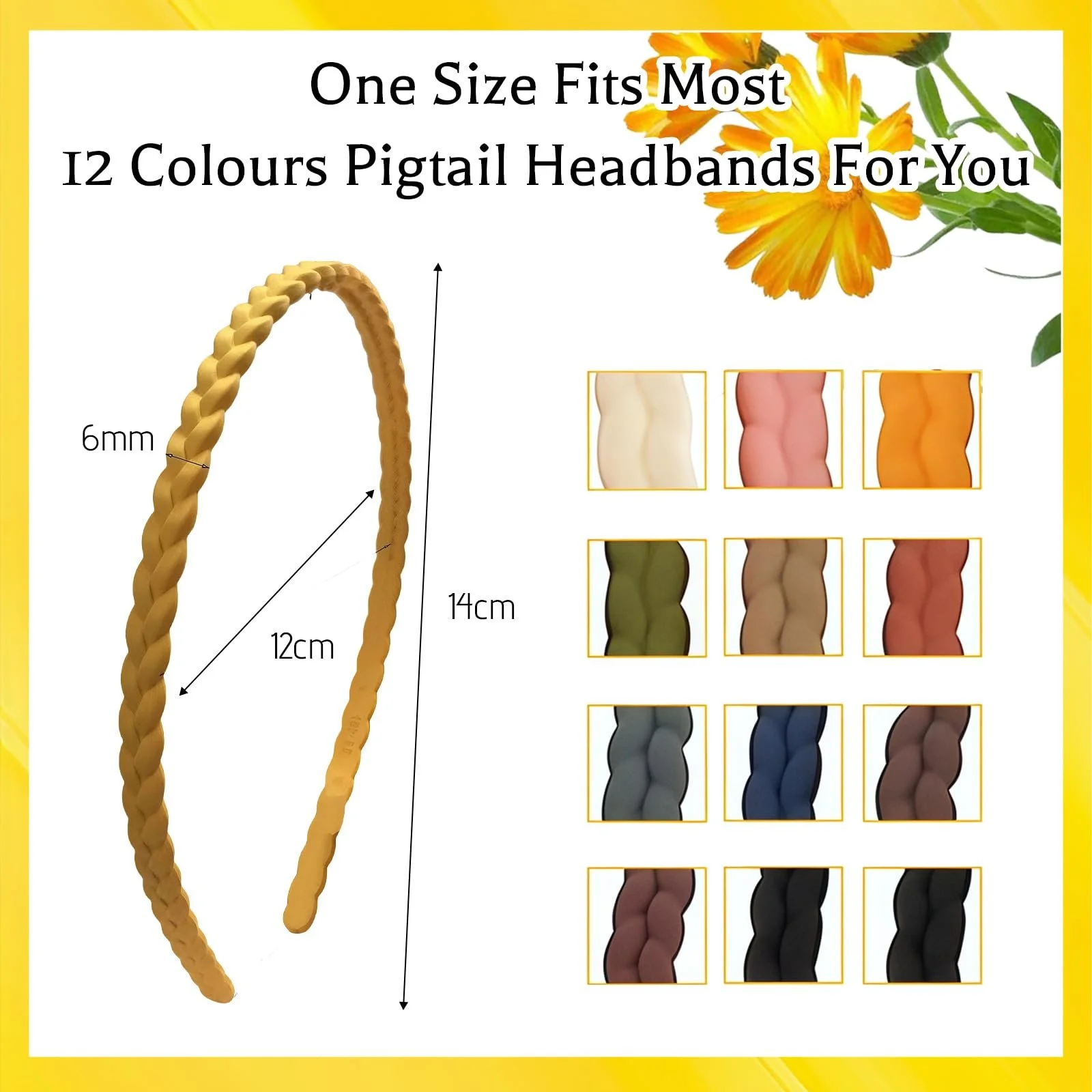 Набір тонких обручів 7 мм для волосся для дівчат та дітей, 12 шт, різнокольоровий, L, фото №2