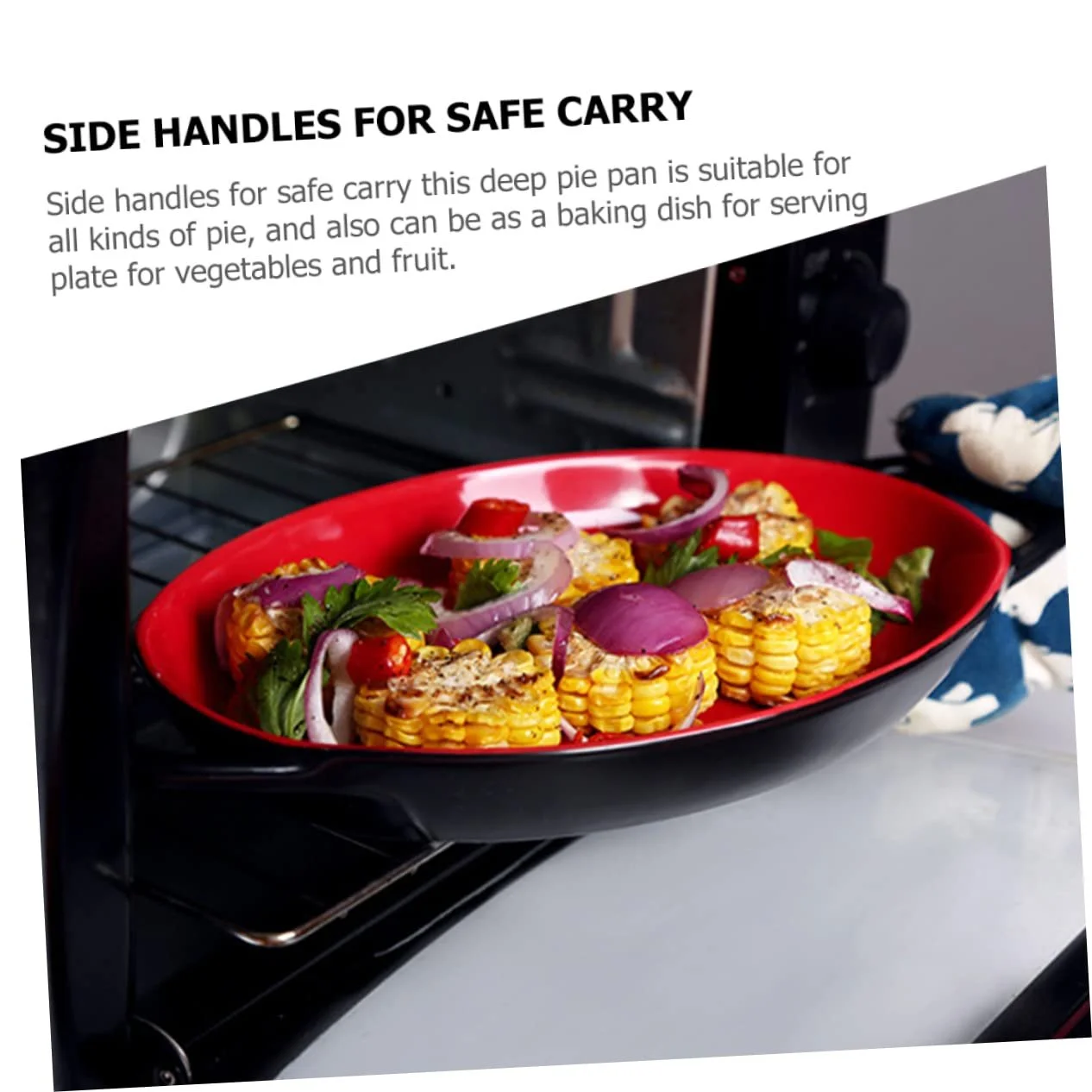 Керамическая форма для запекания с двойными ручками, термостойкая, красно-черный мрамор, фото №7