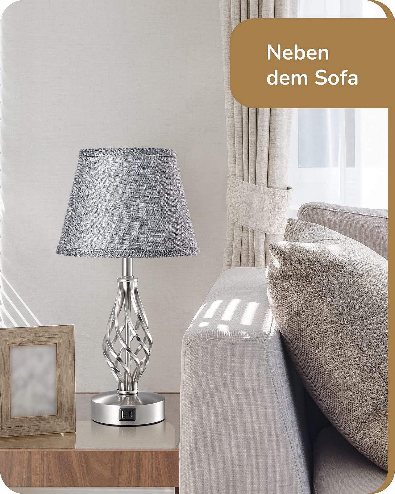 Настільна лампа EDISHINE LED Touch Dimmable USB Набір 2 шт. Сіра, фото №8